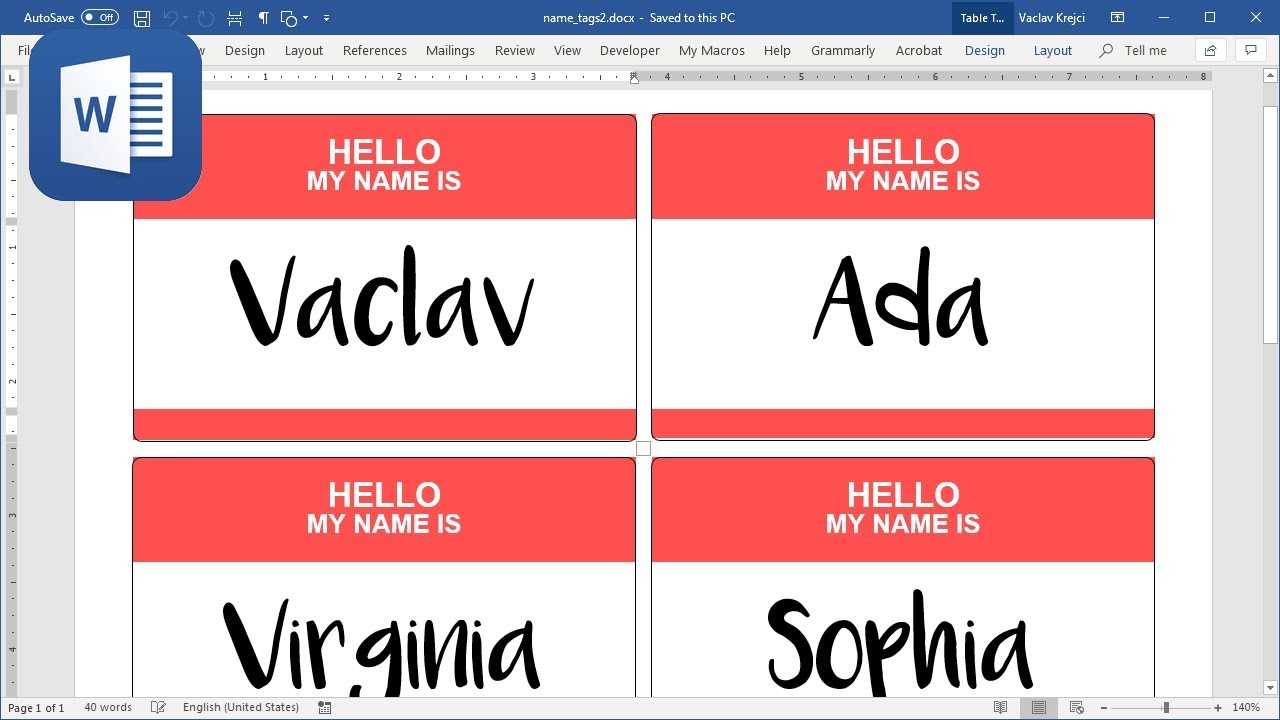 How To Create Name Tags (Badges) In Microsoft Word (Tutorial) For Name Tag Template Word 2010