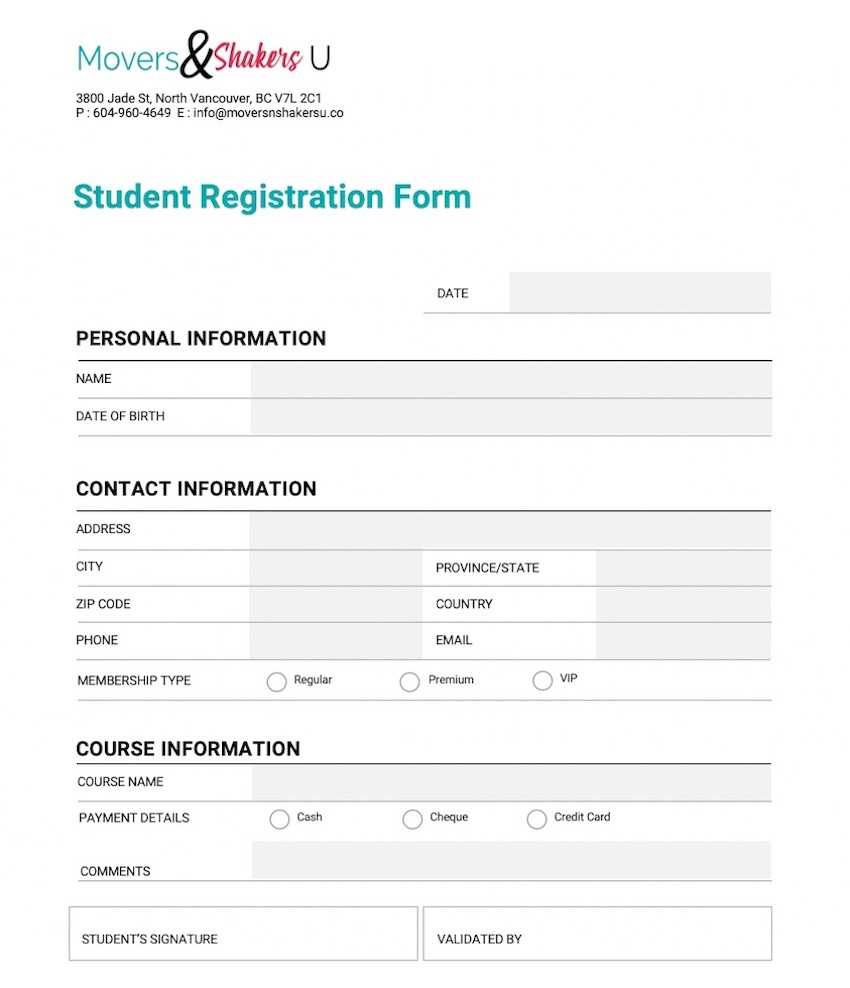 How To Customize A Registration Form Template Using With Regard To School Registration Form Template Word