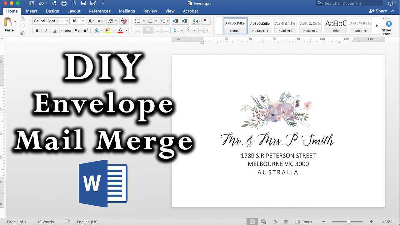 How To: Easy Envelope Mail Merge In Ms Word | Diy Invitations Throughout Word 2013 Envelope Template