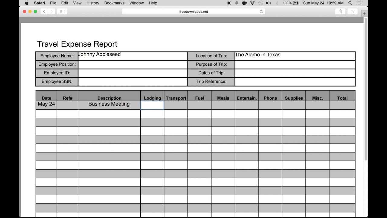 How To Fill In A Free Travel Expense Report | Pdf | Excel With Regard To Expense Report Template Excel 2010