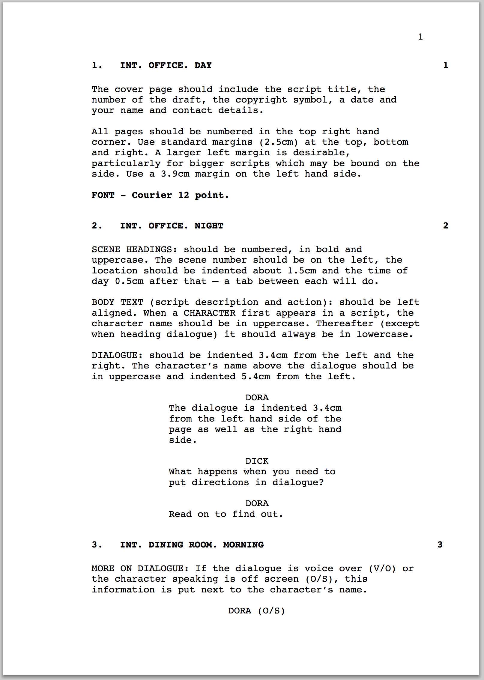 How To Format A Screenplay | Australian Writers' Centre Blog With Shooting Script Template Word