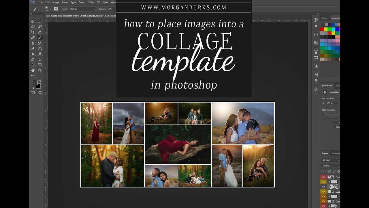 How To Place Images Into A Photoshop Collage Template Within Photoshop Facebook Banner Template