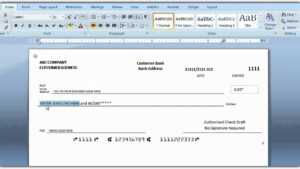 How To Print A Check Draft Template within Blank Check Templates For Microsoft Word