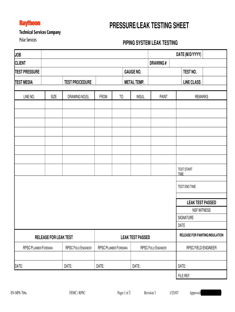 Hydro Test Form - Fill Online, Printable, Fillable, Blank Pertaining To Hydrostatic Pressure Test Report Template