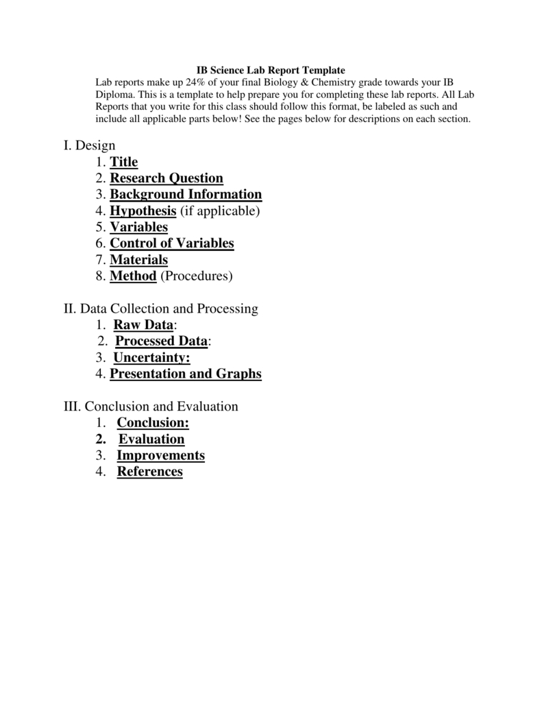 Ib Biology Lab Report Template For Science Lab Report Template