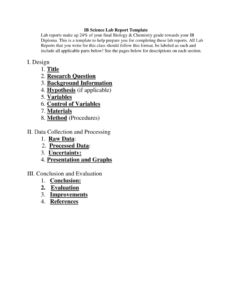 Ib Biology Lab Report Template pertaining to Section 7 Report Template