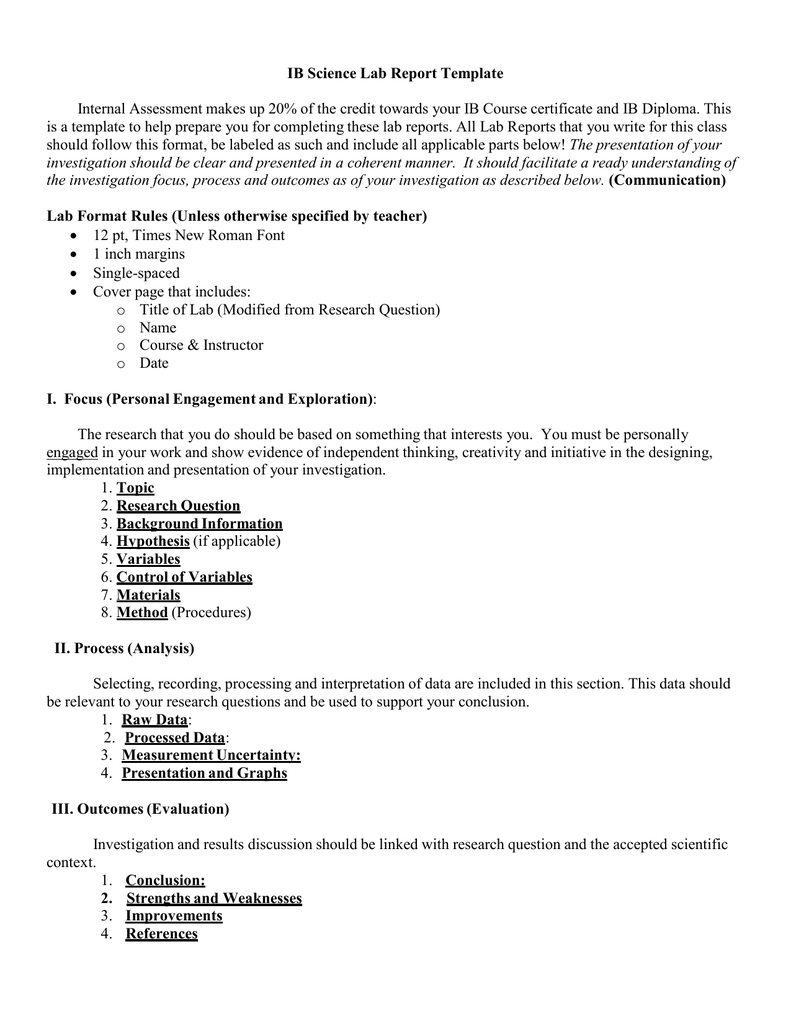 Ib Lab Report Template Ib Science Lab Report Template 2016 Regarding Lab Report Conclusion Template