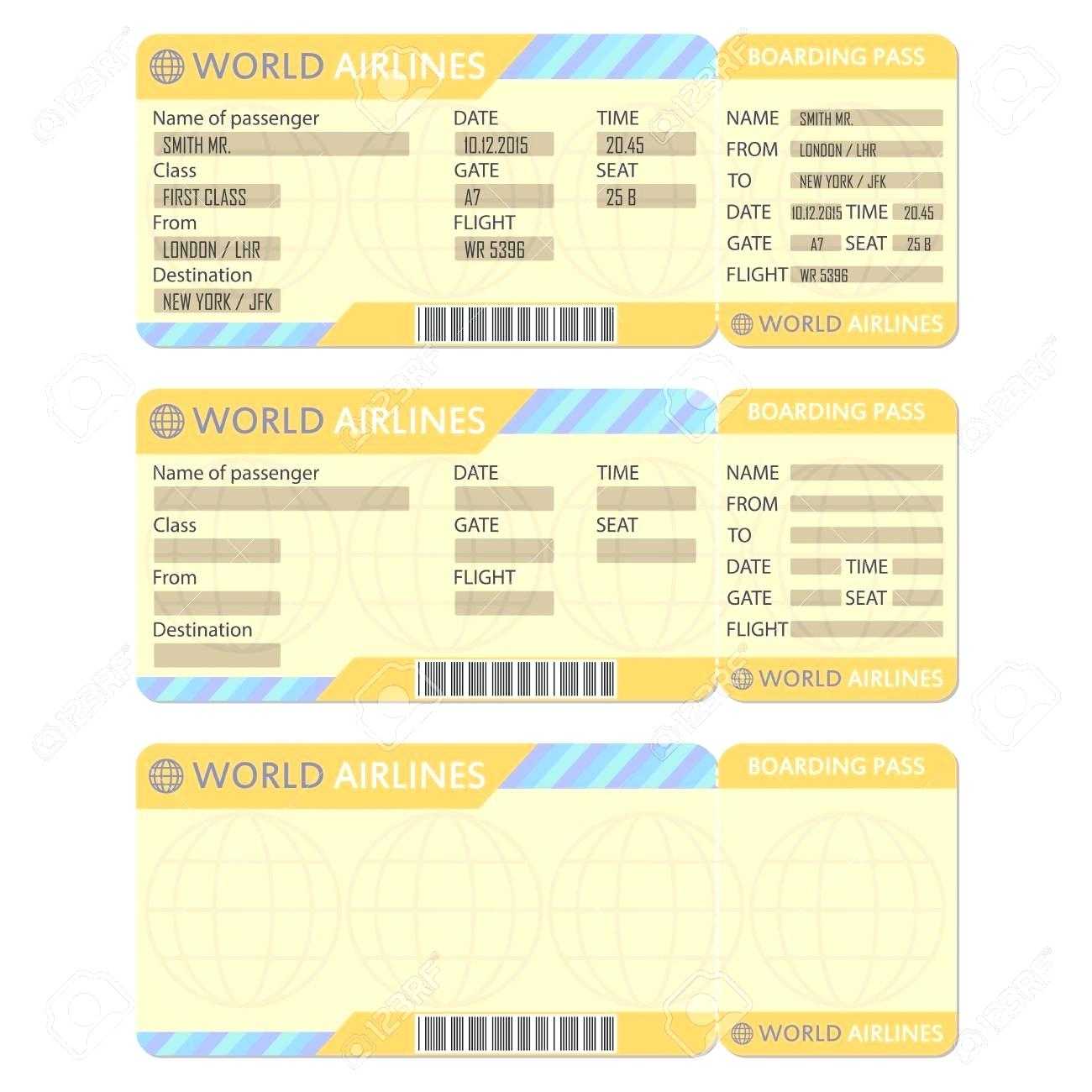 Images Of E Blank Boarding Pass Template Plane Ticket Air Pertaining To Plane Ticket Template Word
