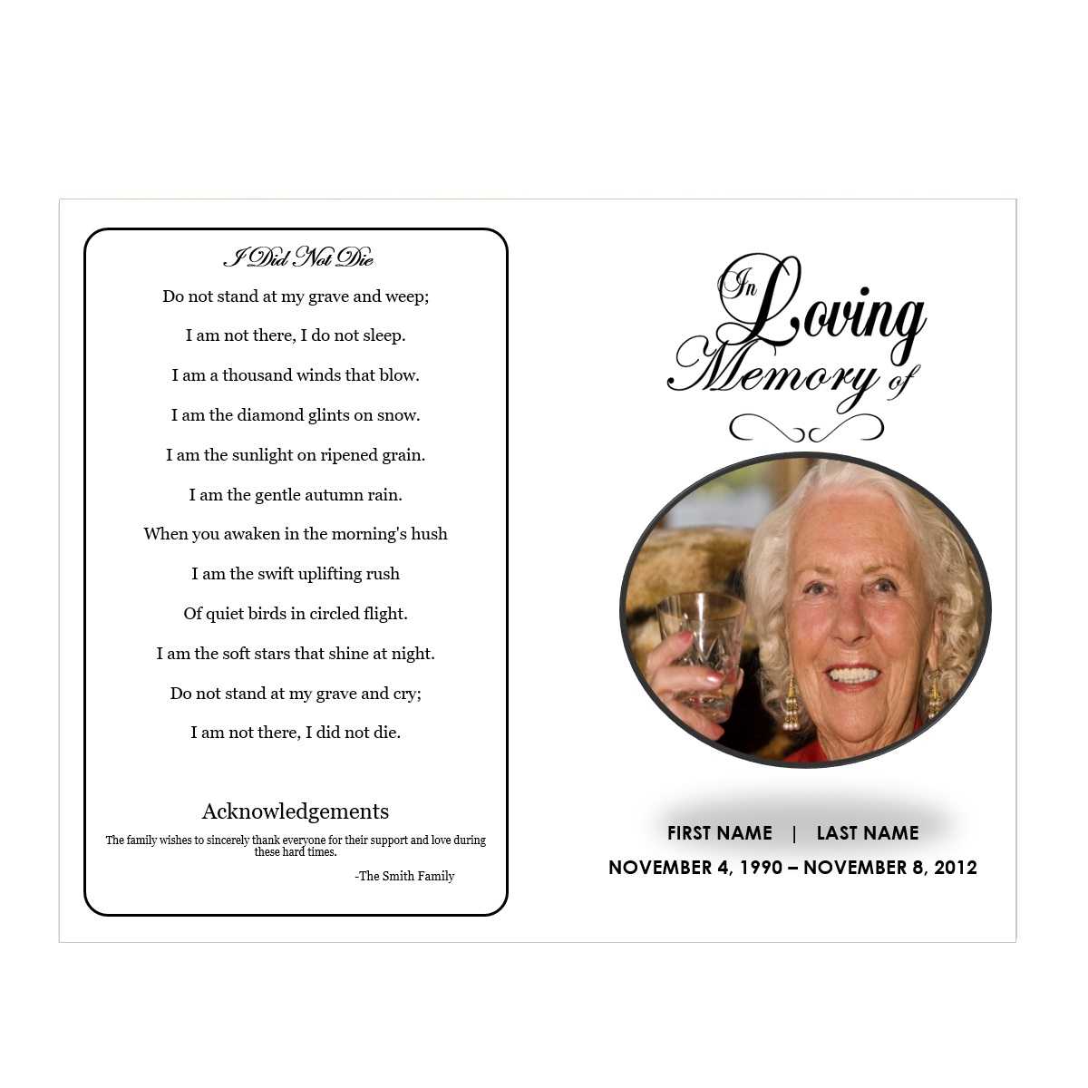 In Loving Memory For Free Obituary Template For Microsoft Word