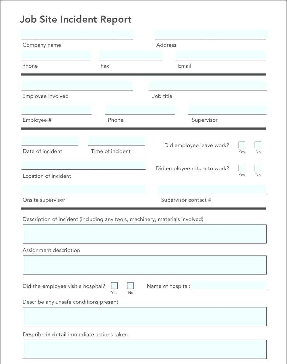 Incident Report Form Template Free Download – Vmarques Inside Site Visit Report Template Free Download