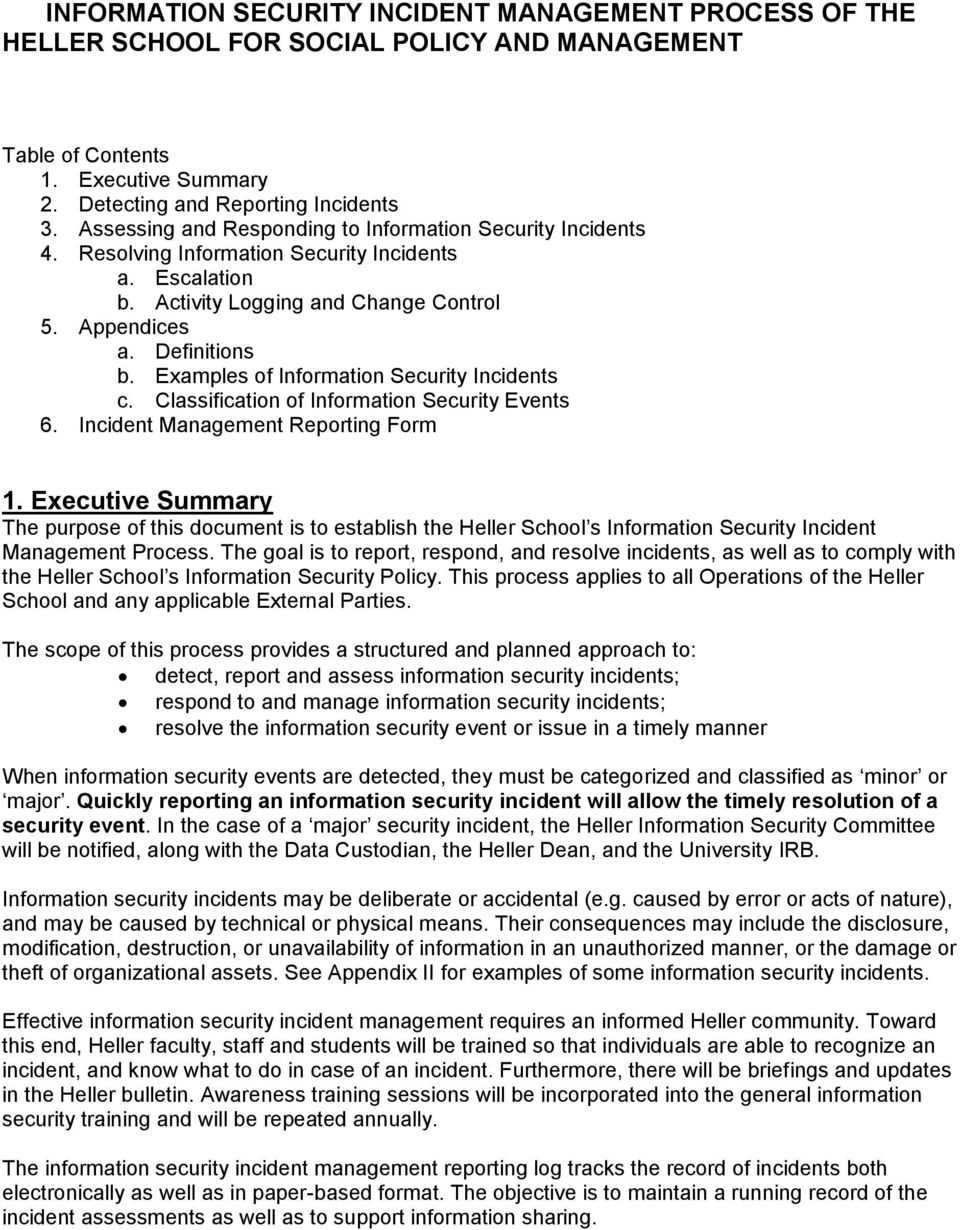 Information Security Incident Management Process – Pdf Free Throughout Physical Security Report Template
