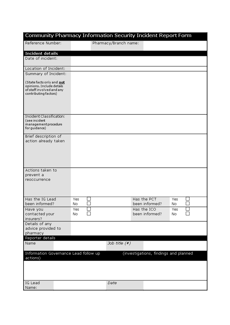 Information Security Incident Report Template | Templates At For Information Security Report Template