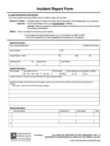 Insurance Incident Form - Fill Online, Printable, Fillable for Insurance Incident Report Template