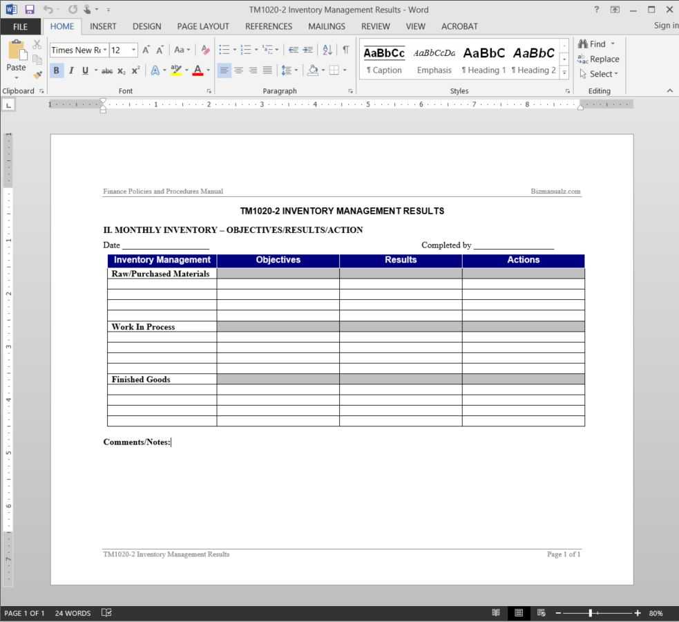 Inventory Management Report Template | Tm1020 2 In It Management Report Template