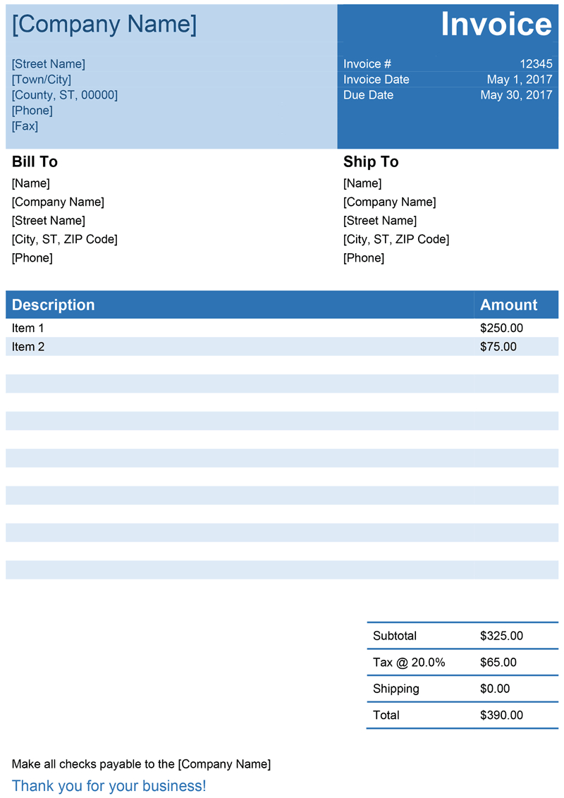 Invoice Template For Word - Free Simple Invoice Intended For Free Invoice Template Word Mac
