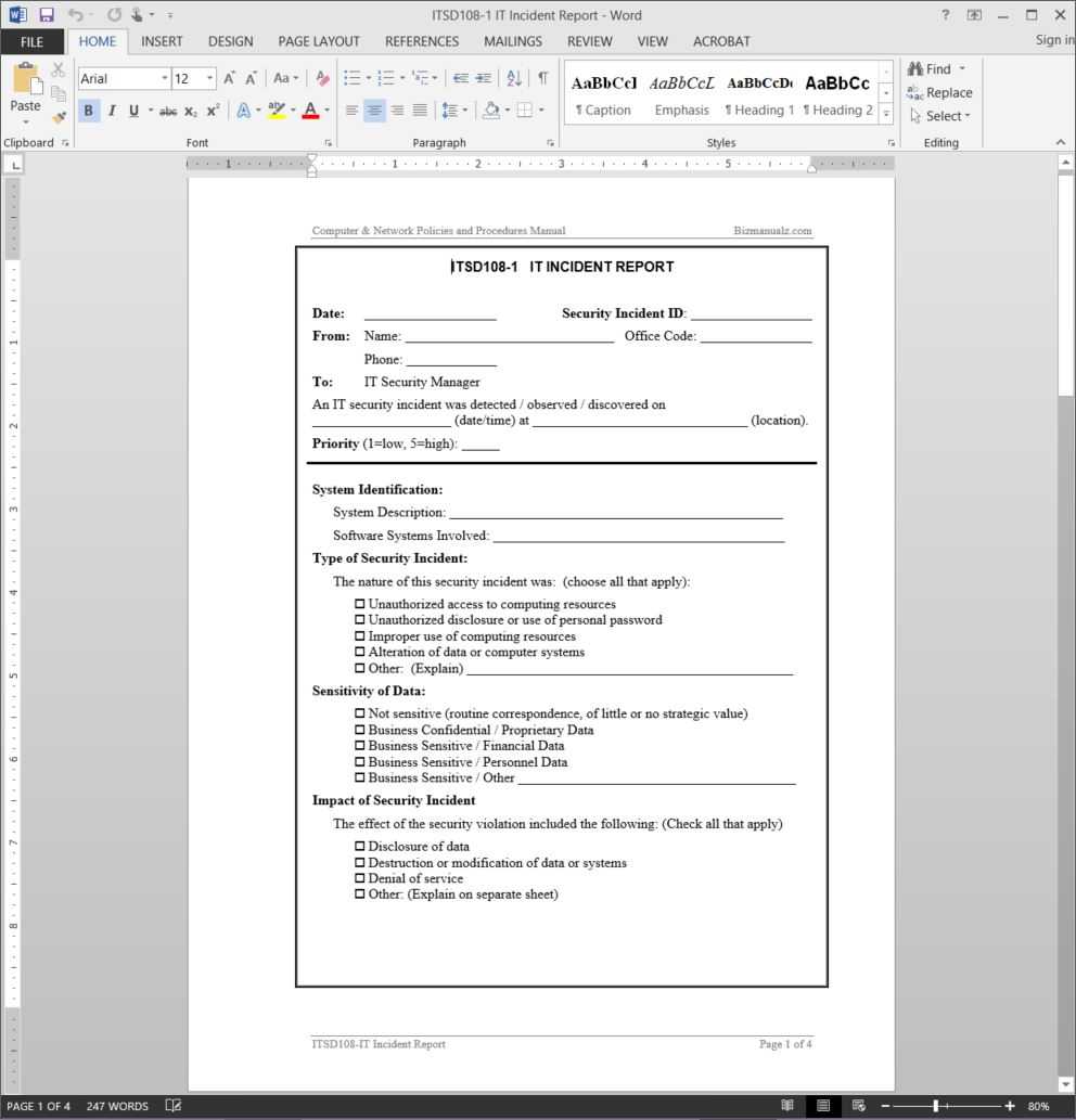 It Incident Report Template | Itsd108 1 In It Incident Report Template