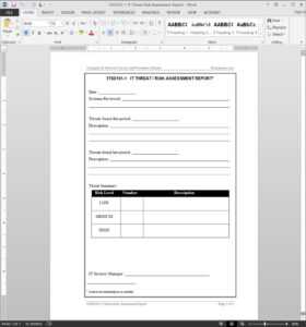 It Threat-Risk Assessment Report Template | Itsd101-1 for Threat Assessment Report Template