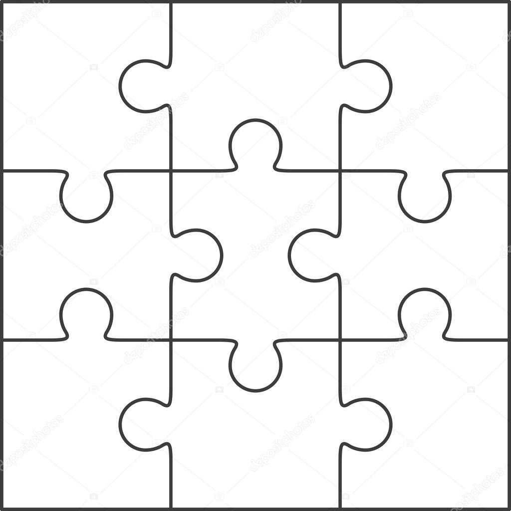 Jigsaw Puzzle Blank Template 3X3 — Stock Vector © Binik1 Intended For Blank Jigsaw Piece Template