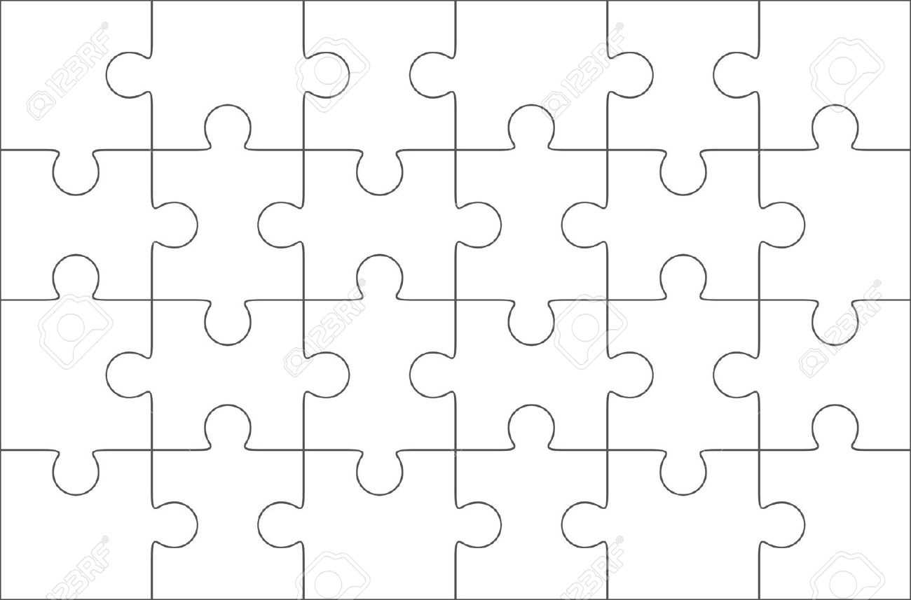 Jigsaw Puzzle Blank Template 6X4 Elements, Twenty Four Puzzle.. With Blank Jigsaw Piece Template