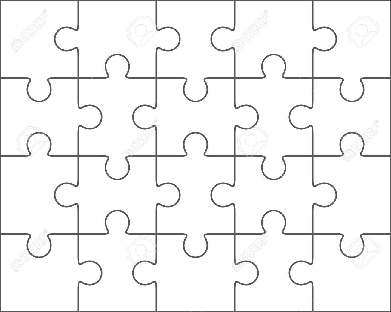 Jigsaw Puzzle Vector, Blank Simple Template 4X5, Twenty Pieces With Regard To Blank Jigsaw Piece Template