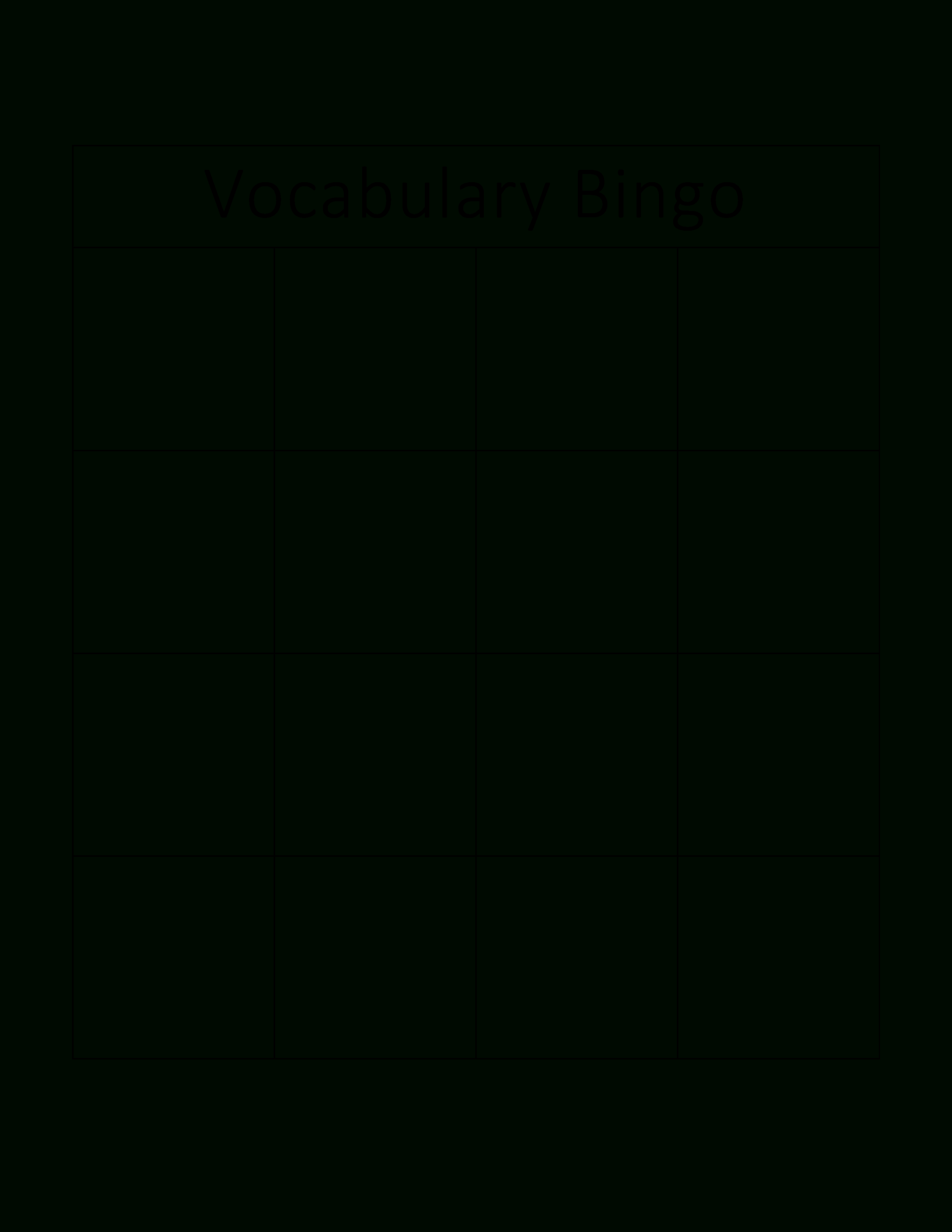 Kostenloses Vocabulary Bingo Card Regarding Blank Bingo Card Template Microsoft Word