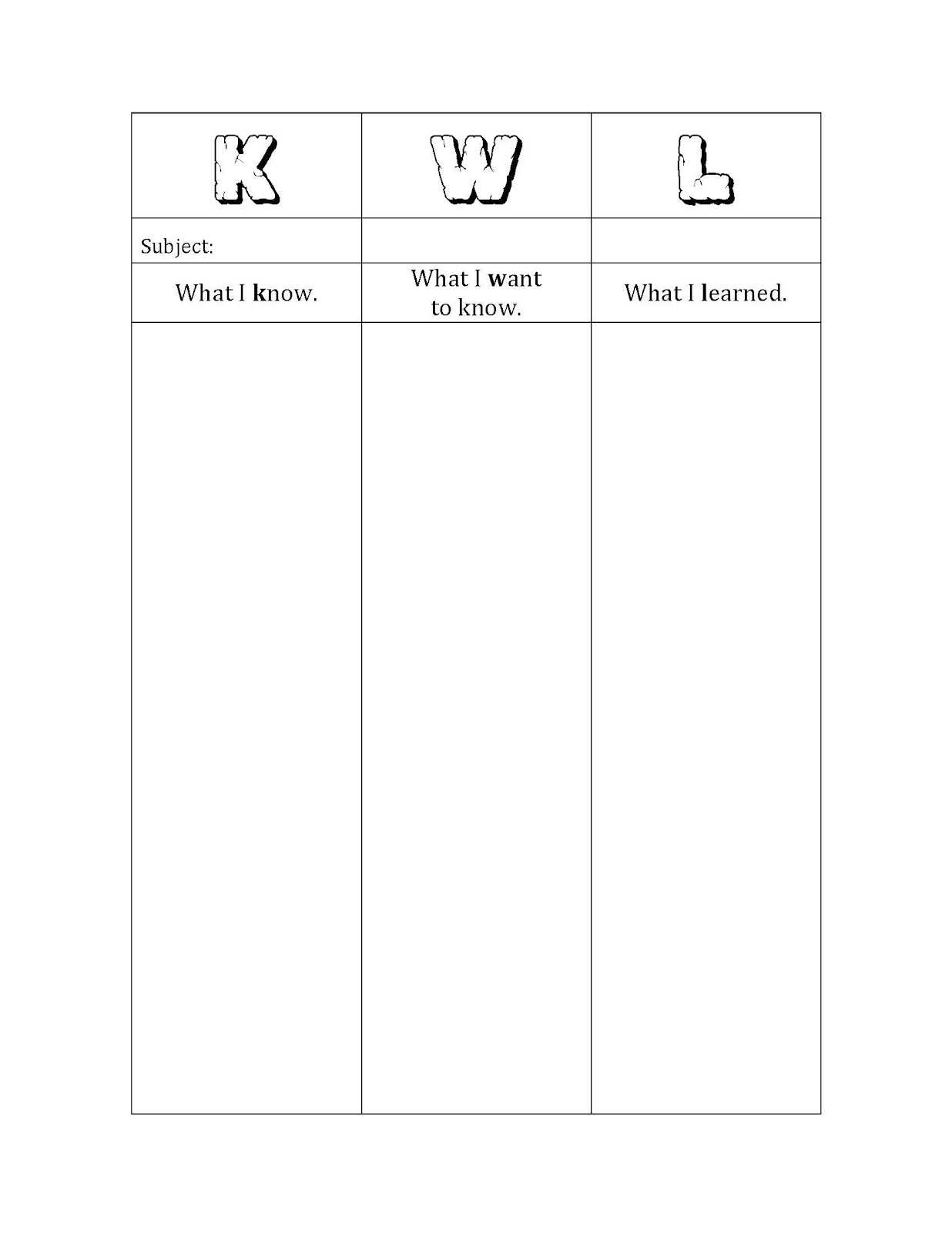 Kwl Template Word Document – Kerren With Kwl Chart Template Word Document