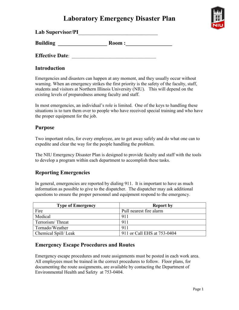Lab Emergency Response Plan Template Within Fire Evacuation Drill Report Template