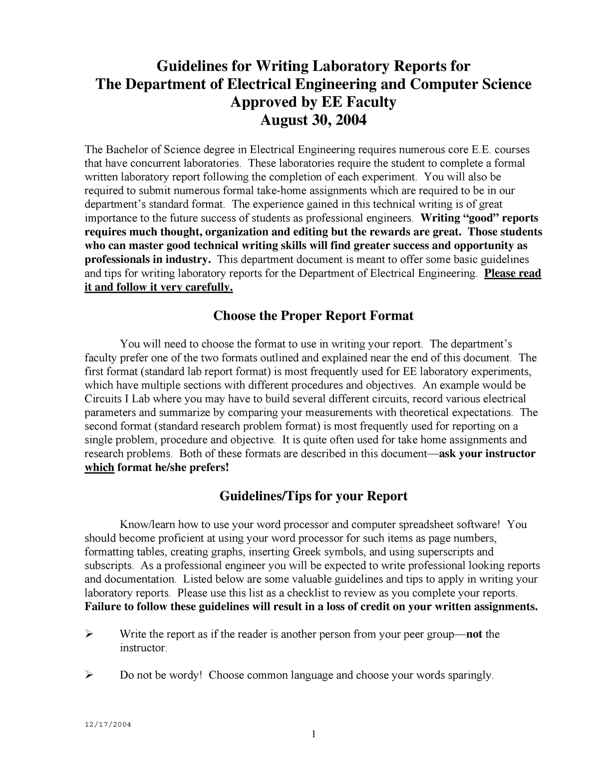 Lab Report Format – Ecte290 – Uow – Studocu For Science Lab Report Template