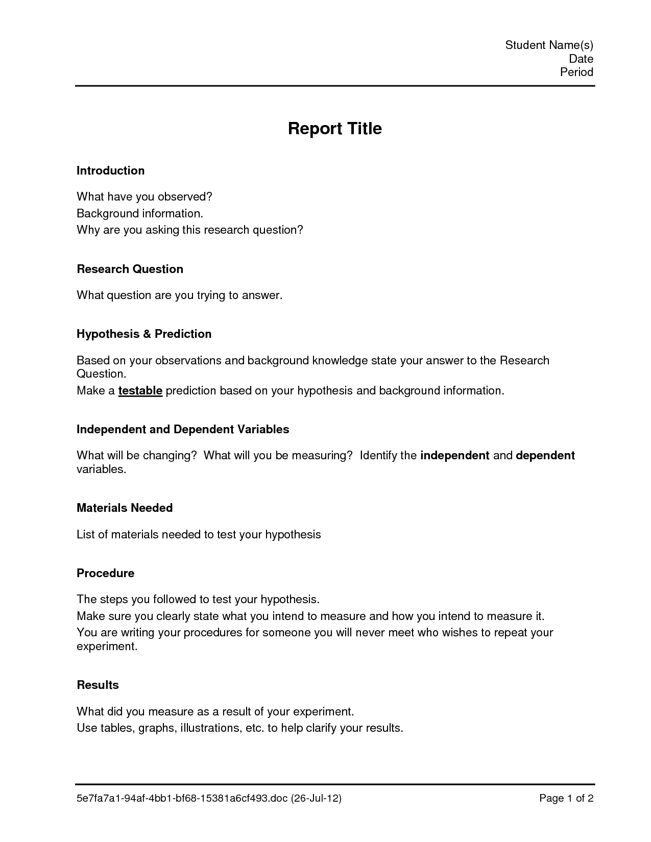 Lab Report Template | E Commercewordpress Throughout Lab Report Template Word