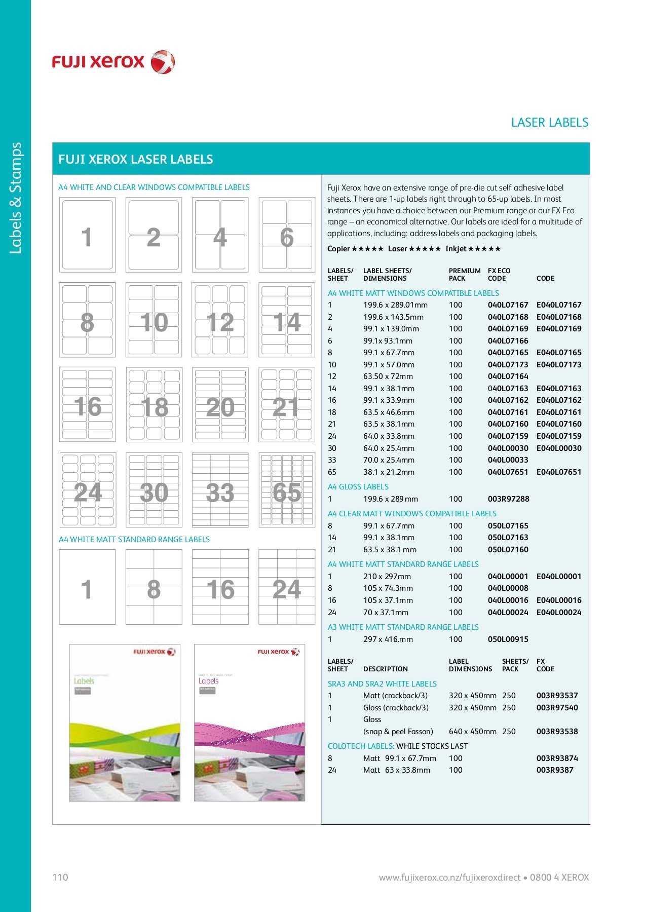 Labels & Stamps – Fuji Xerox Pages 1 – 18 – Text Version Intended For Word Label Template 21 Per Sheet