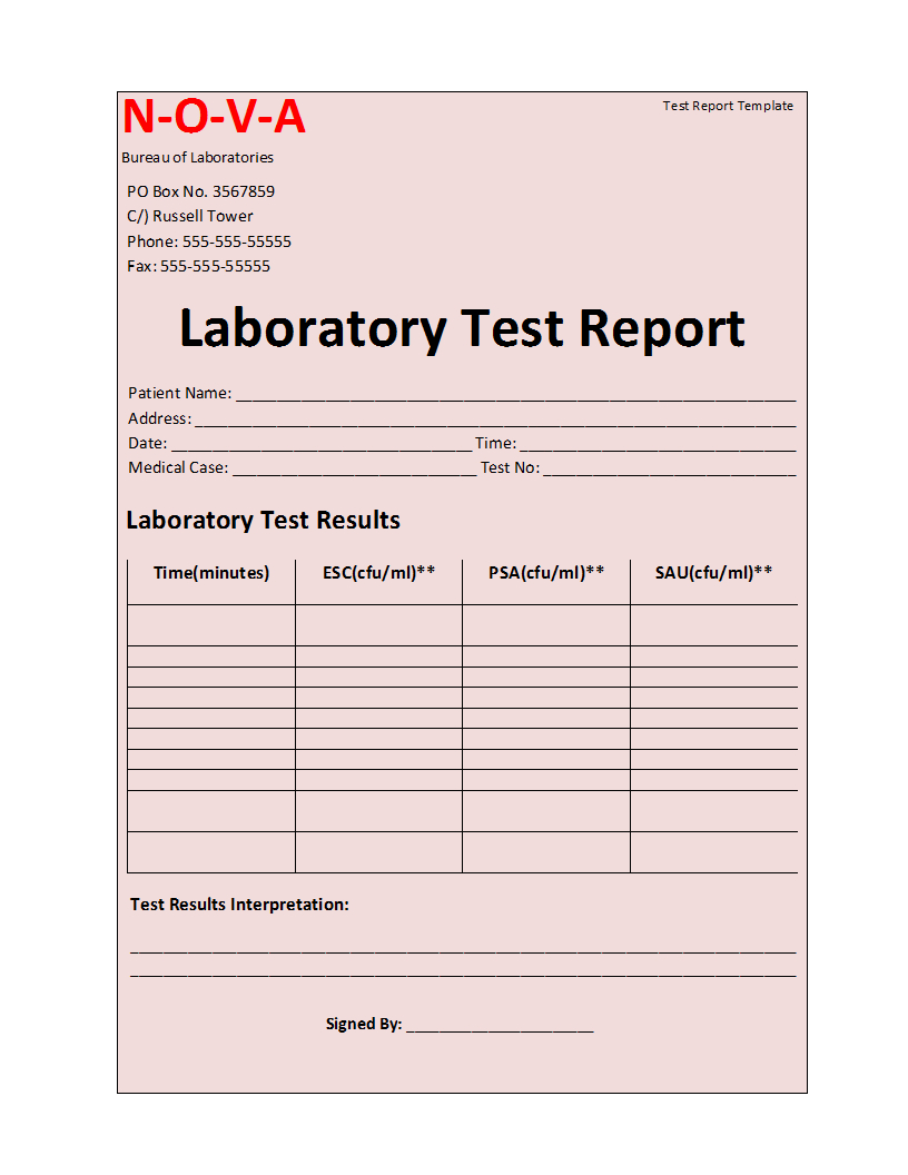 Laboratory Test Report Template For Report Template Word 2013