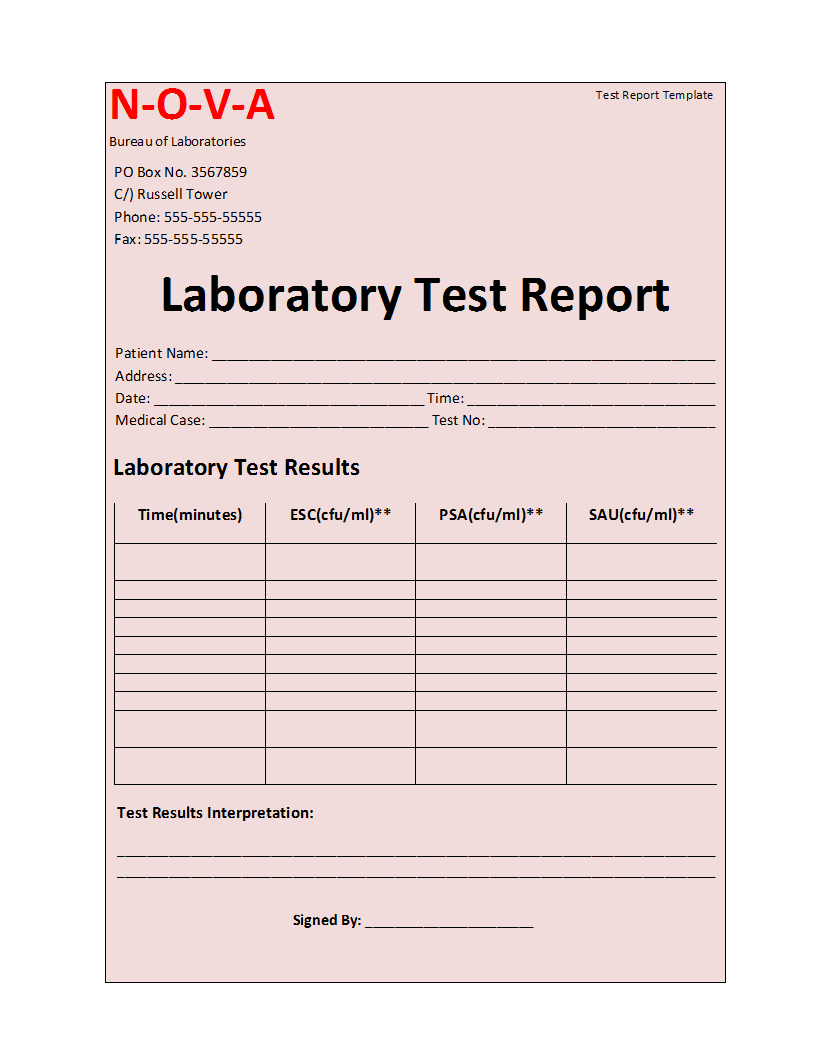 Laboratory Test Report Template Throughout Patient Report Form Template Download