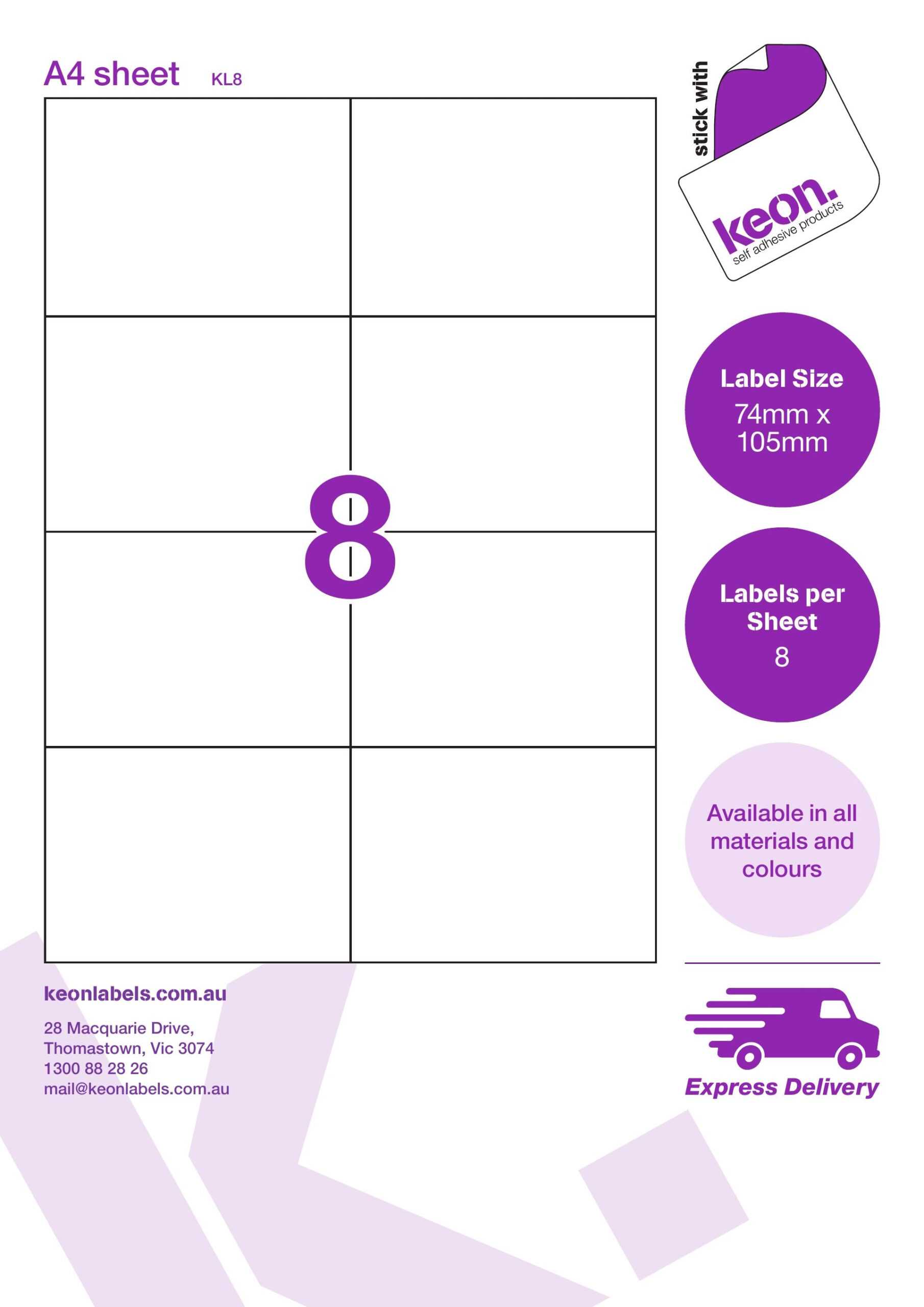 Laser & Inkjet Printer Labels 8 Per Page 500 Sheets Per Box R63 Intended For 8 Labels Per Sheet Template Word