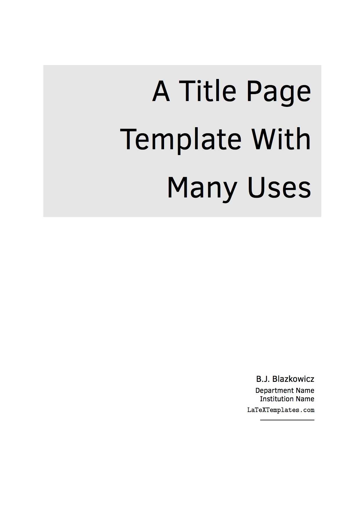 Latex Templates » Title Pages Within Project Report Latex Template