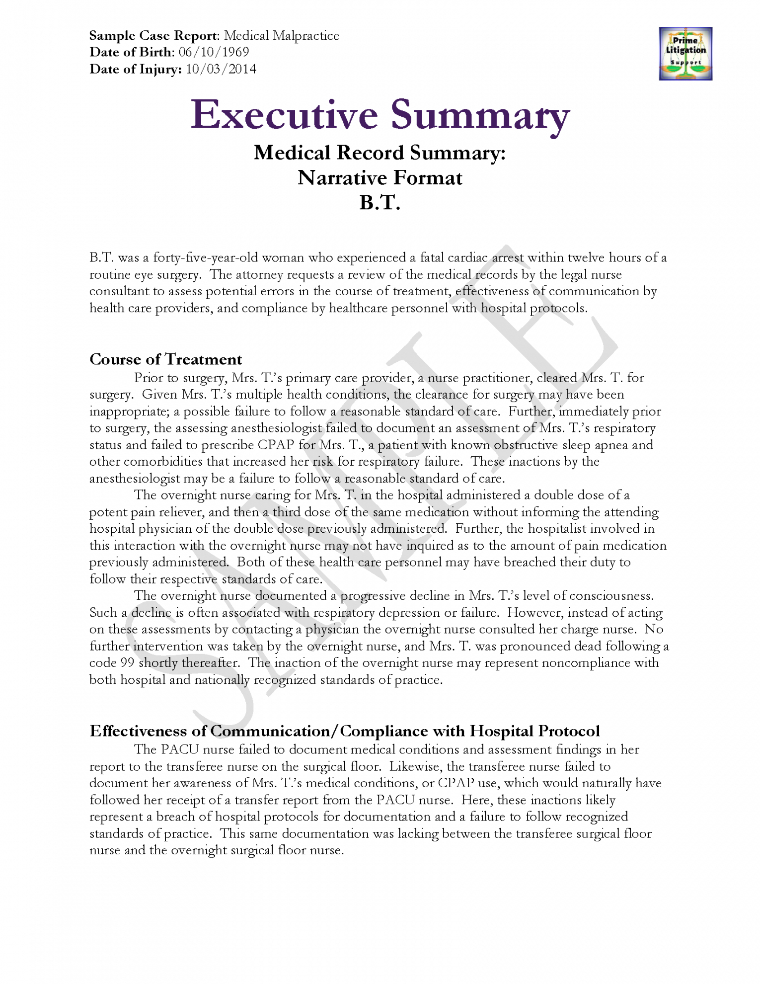 Legal Nurse Consultant Report Template Pertaining To Medical Legal Report Template