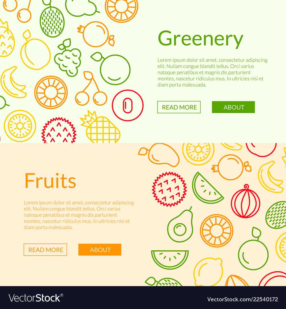 Line Fruits Icons Web Banner Templates With Regard To Free Website Banner Templates Download