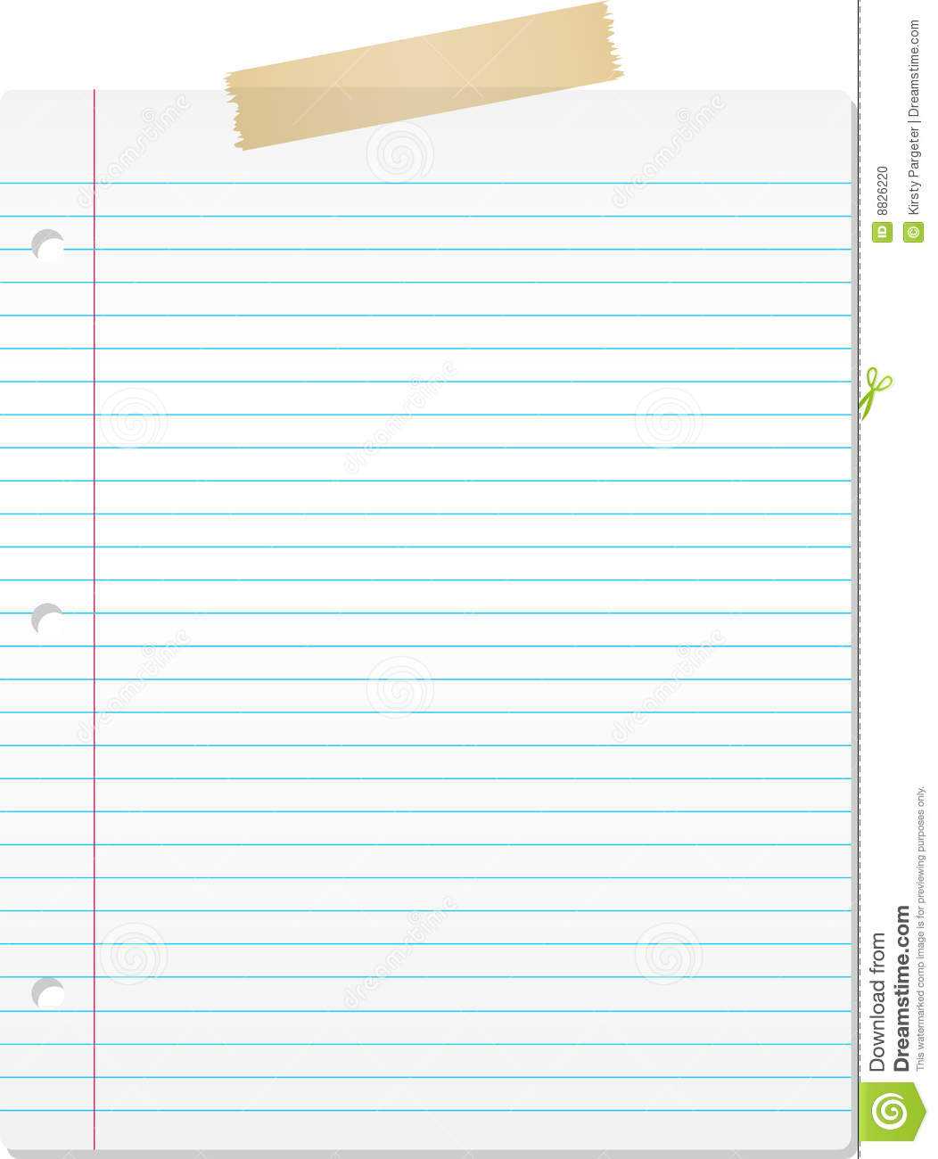 Lined Paper Stock Vector. Illustration Of Supplies, Masking Intended For Microsoft Word Lined Paper Template