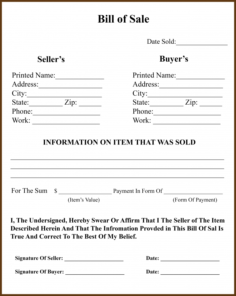 Maine Bill Of Sale Form For Dmv, Car, Boat – Pdf & Word Pertaining To Car Bill Of Sale Word Template