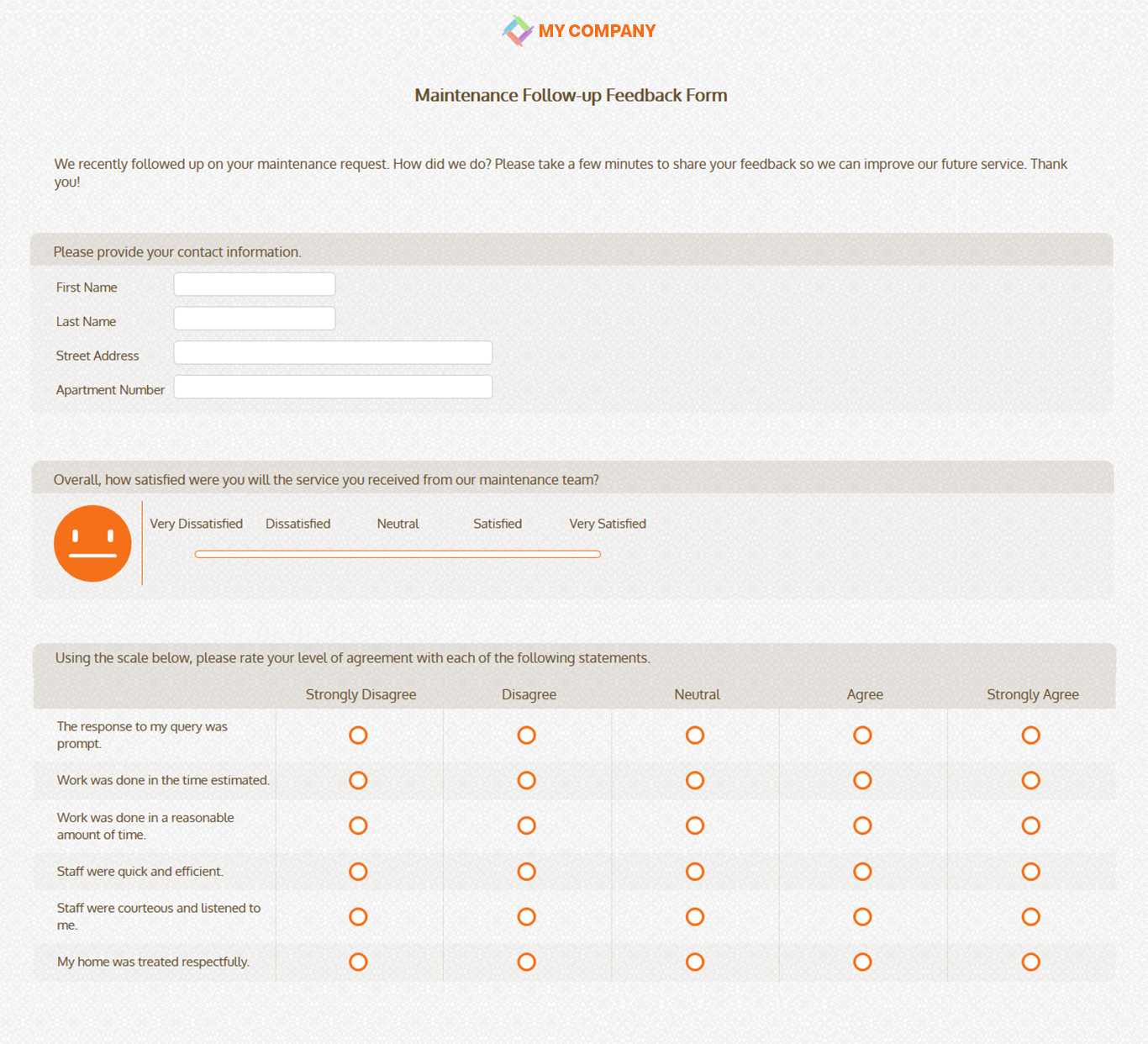 Maintenance Follow Up Feedback Form Template & Questions Inside Poll Template For Word