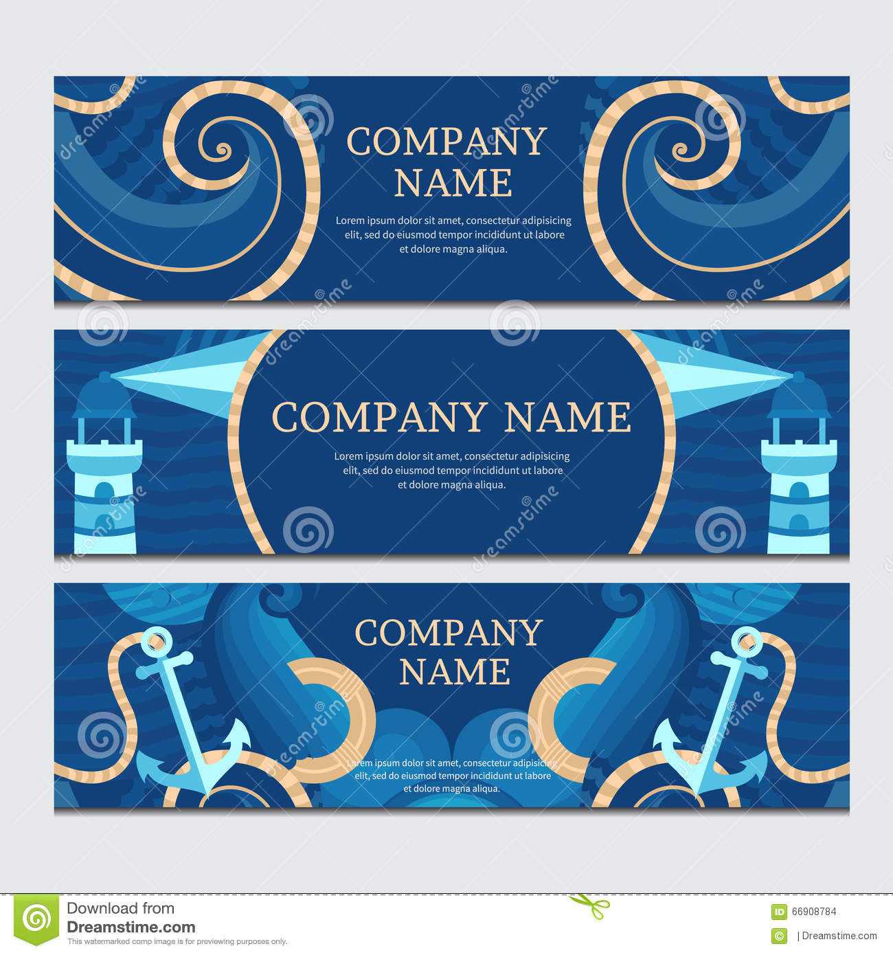Marine Set Of Banners Stock Vector. Illustration Of Shine With Nautical Banner Template