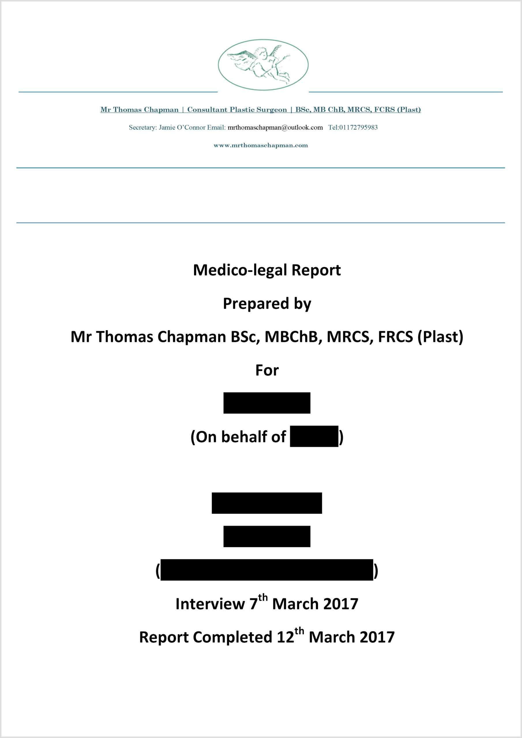 Medicolegal Reporting – Mr Thomas Chapman In Medical Legal Report Template