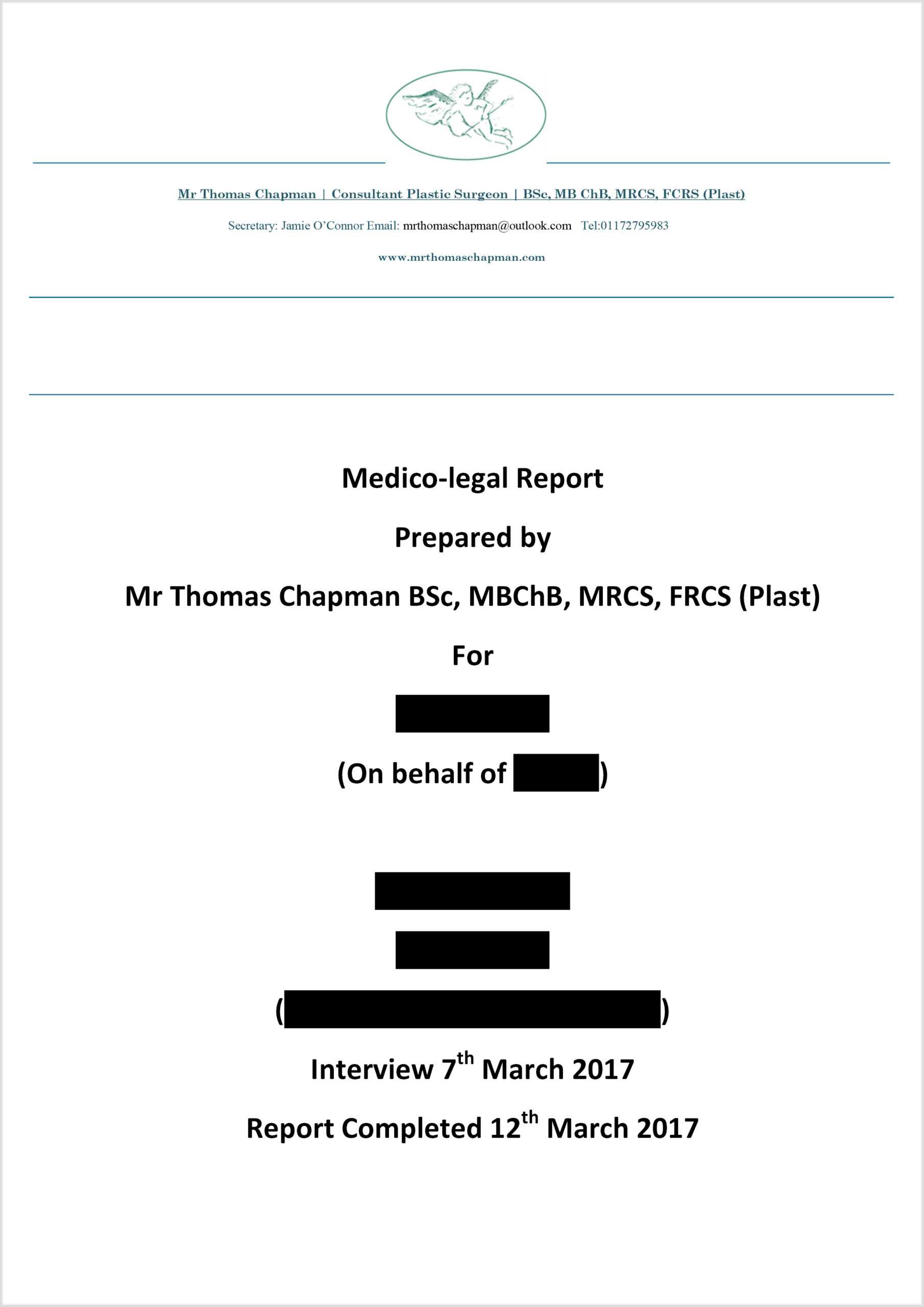 Medicolegal Reporting - Mr Thomas Chapman In Medical Legal Report Template