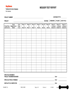 Megger Test Report - Fill Online, Printable, Fillable, Blank within Megger Test Report Template