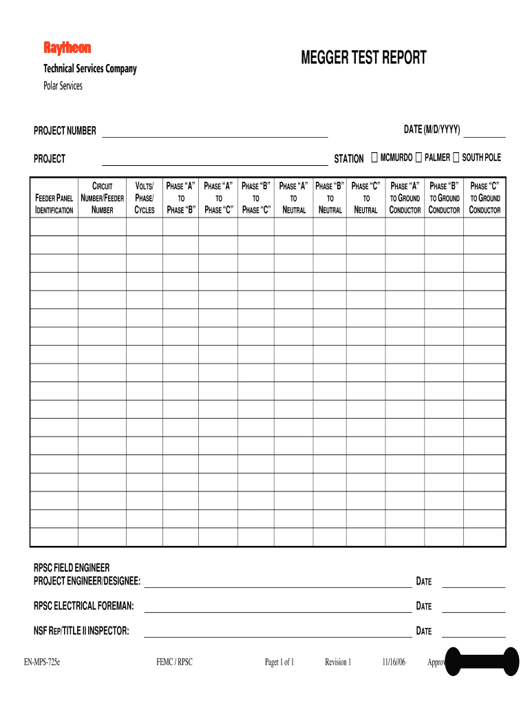 Megger Test Report – Fill Online, Printable, Fillable, Blank Within Megger Test Report Template