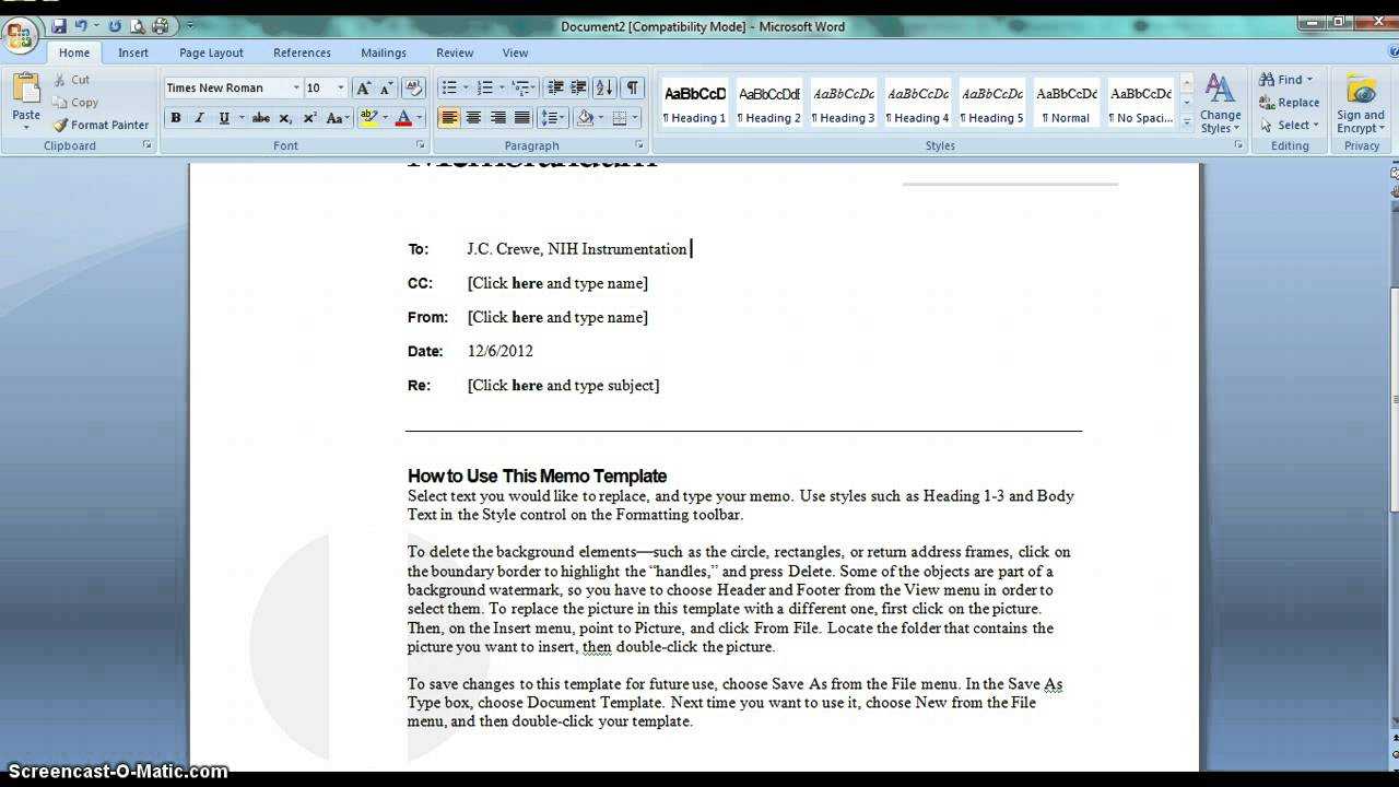 Memo Template Within Memo Template Word 2010