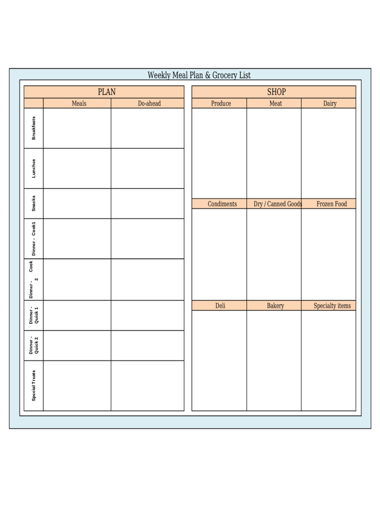 Menu Planner Template – 5 Free Templates In Pdf, Word, Excel Pertaining To Meal Plan Template Word