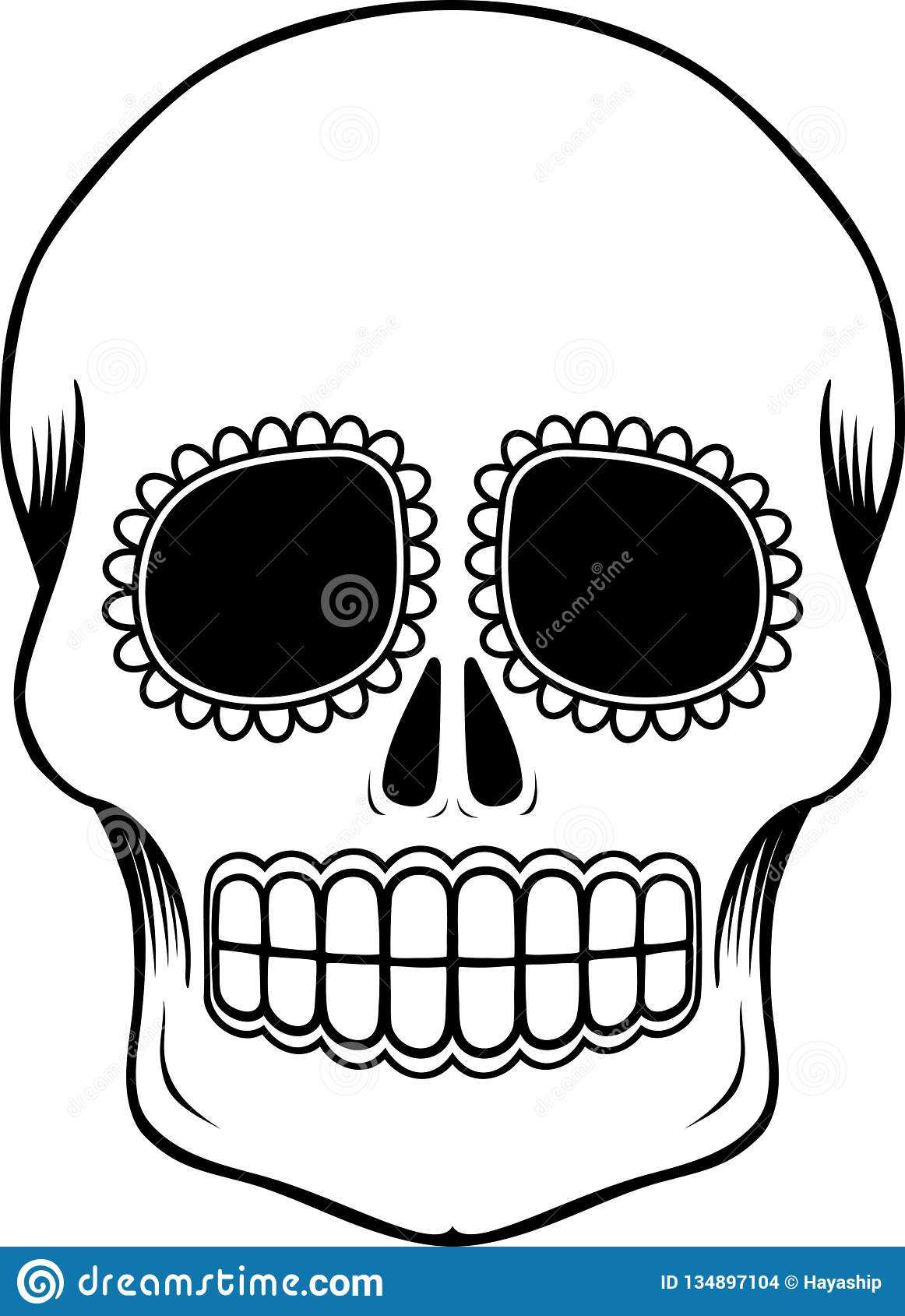 Mexican Sugar Skull Template Stock Vector - Illustration Of With Blank Sugar Skull Template
