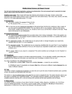 Middle School Science Lab Report Format regarding Science Experiment Report Template