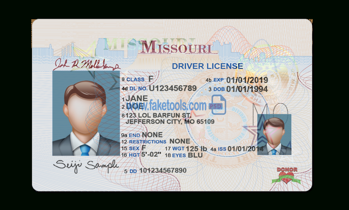 Missouri Driver License Psd Template Intended For Blank Drivers License Template