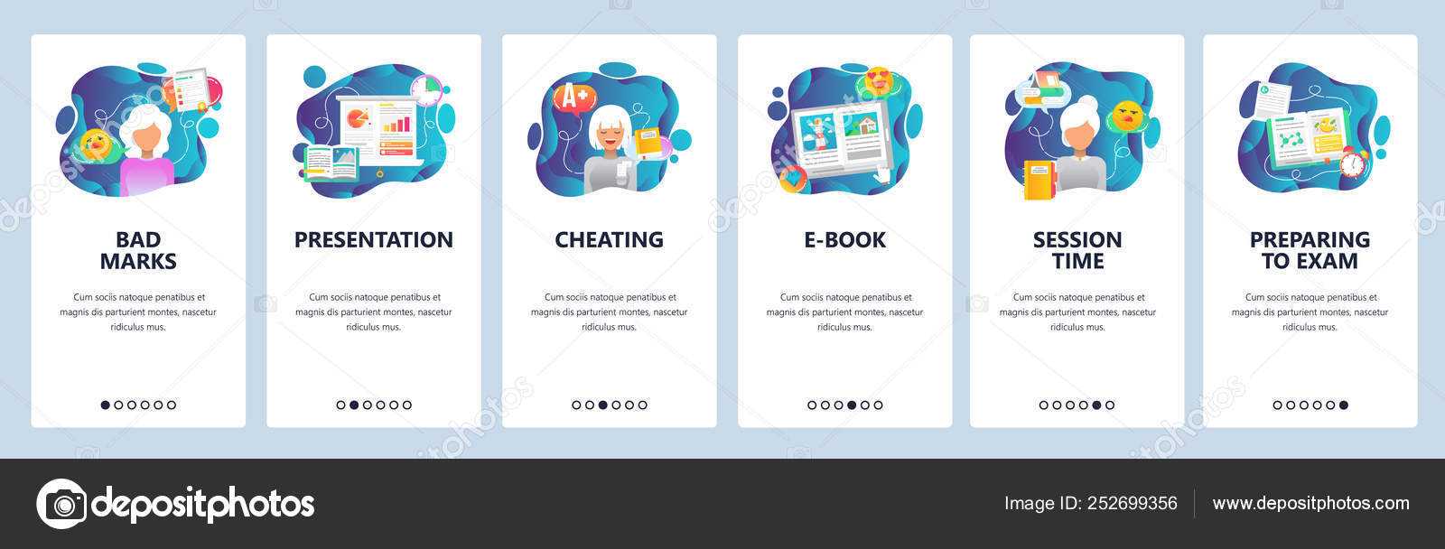 Mobile App Onboarding Screens. School And College Education With College Banner Template